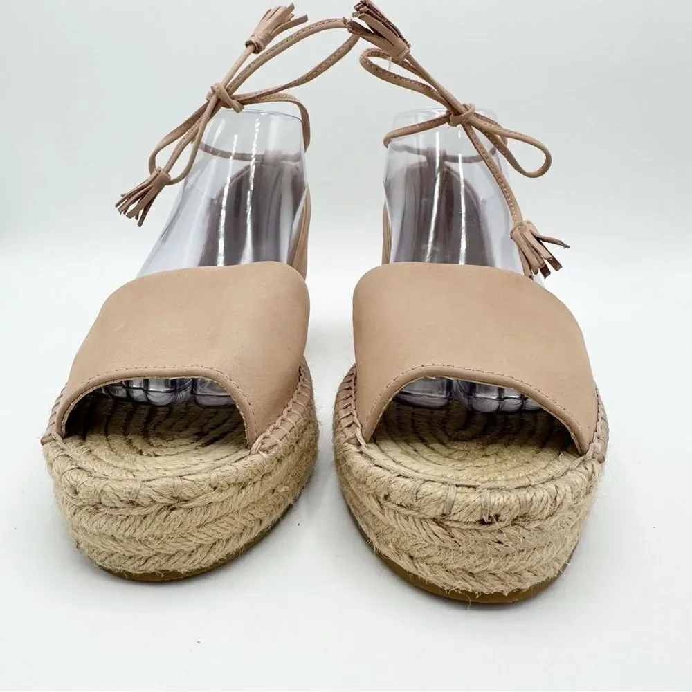 Splendid Women's Edna Ankle Tie Blush Nubuck Suede‎ Espadrille Sandals Size 8M
